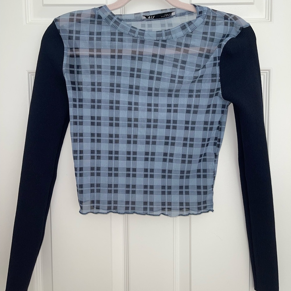 Zara Blue Mesh Top